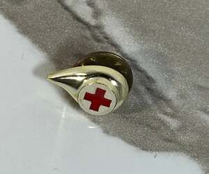 Red Cross Donor Drop Pin gold tone enamel